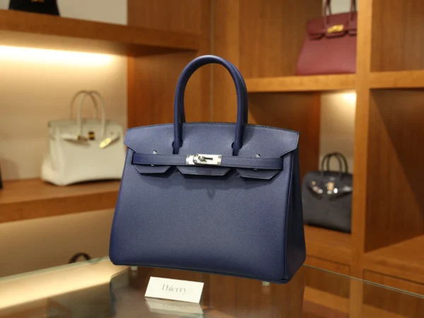 Birkin 30 Epsom Retourne Bleu Saphir PHW