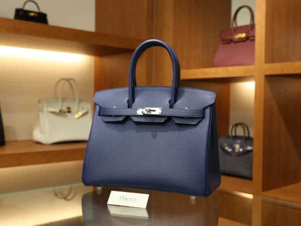 Birkin 30 Epsom Retourne Bleu Saphir PHW