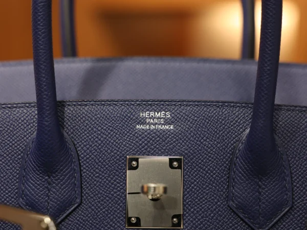 Birkin 30 Epsom Retourne Bleu Saphir PHW