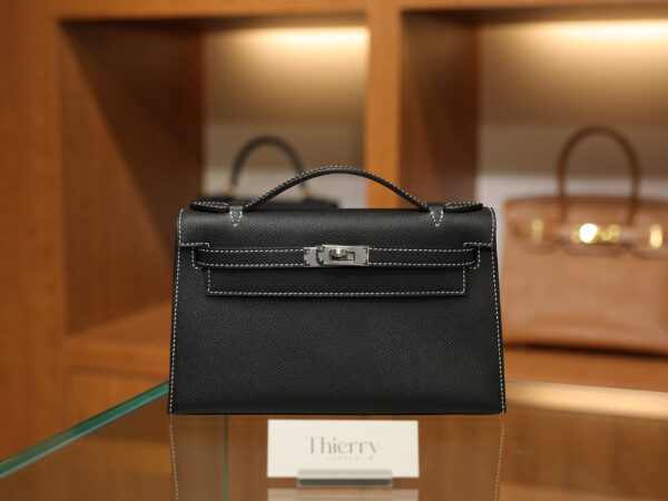 Kelly Pochette Epsom Black & Gris Perle PHW (HSS)