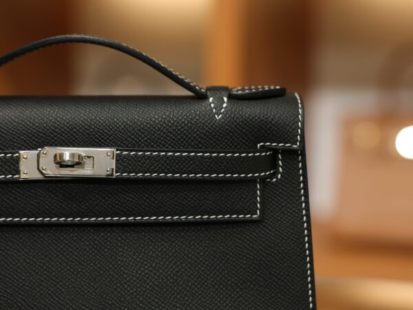 Kelly Pochette Epsom Black & Gris Perle PHW (HSS)