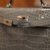 Mini Kelly Shiny Alligator Gris Ciment PHW