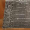 Mini Kelly Shiny Alligator Gris Ciment PHW