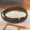 Mini Kelly Shiny Alligator Gris Ciment PHW