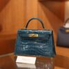 Mini Kelly Shiny Alligator Vert Bosphore GHW