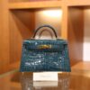 Mini Kelly Shiny Alligator Vert Bosphore GHW