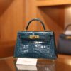 Mini Kelly Shiny Alligator Vert Bosphore GHW