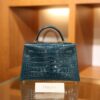 Mini Kelly Shiny Alligator Vert Bosphore GHW