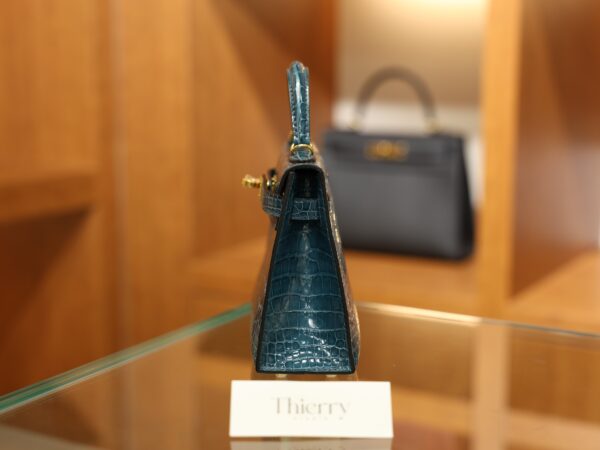 Mini Kelly Shiny Alligator Vert Bosphore GHW