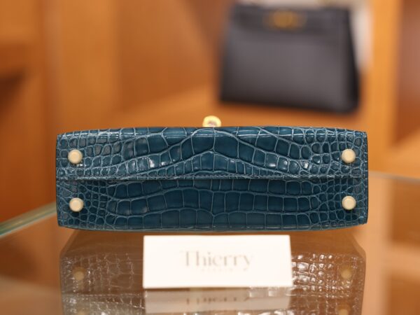 Mini Kelly Shiny Alligator Vert Bosphore GHW