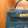 Mini Kelly Shiny Alligator Vert Bosphore GHW