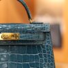 Mini Kelly Shiny Alligator Vert Bosphore GHW