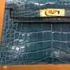 Mini Kelly Shiny Alligator Vert Bosphore GHW