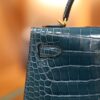 Mini Kelly Shiny Alligator Vert Bosphore GHW