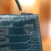 Mini Kelly Shiny Alligator Vert Bosphore GHW