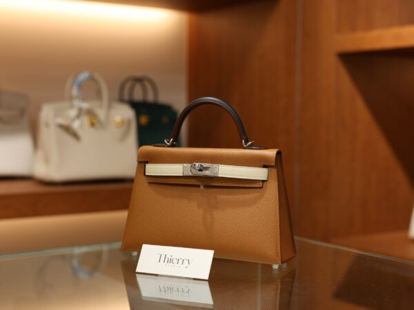 Mini Kelly Epsom Gold/Craie/Black PHW (S.O)