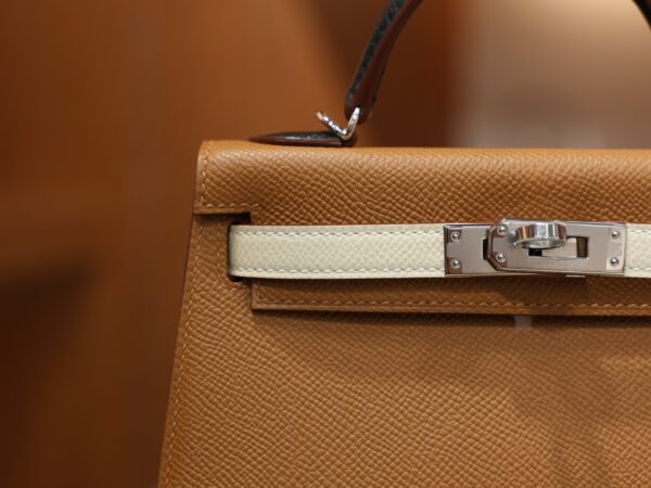 Mini Kelly Epsom Gold/Craie/Black PHW (S.O)