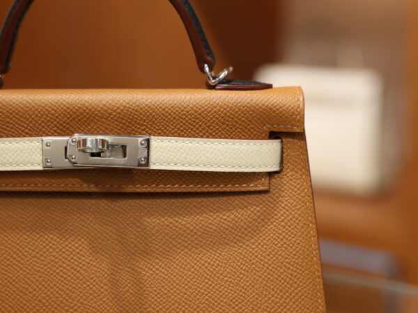 Mini Kelly Epsom Gold/Craie/Black PHW (S.O)