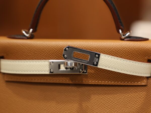 Mini Kelly Epsom Gold/Craie/Black PHW (S.O)