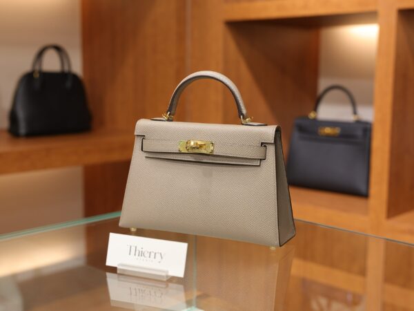 Mini Kelly Epsom Gris Asphalte GHW