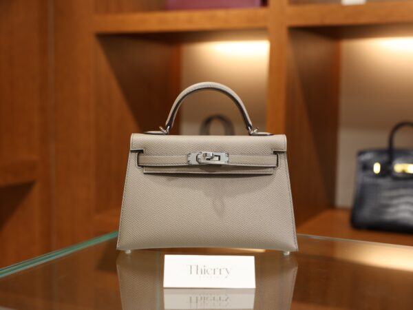 Mini Kelly Epsom Gris Asphalte PHW