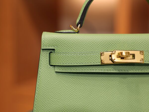 Mini Kelly Epsom Vert Criquet GHW
