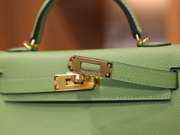 Mini Kelly Epsom Vert Criquet GHW