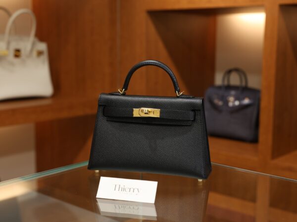 Mini Kelly Epsom Black GHW