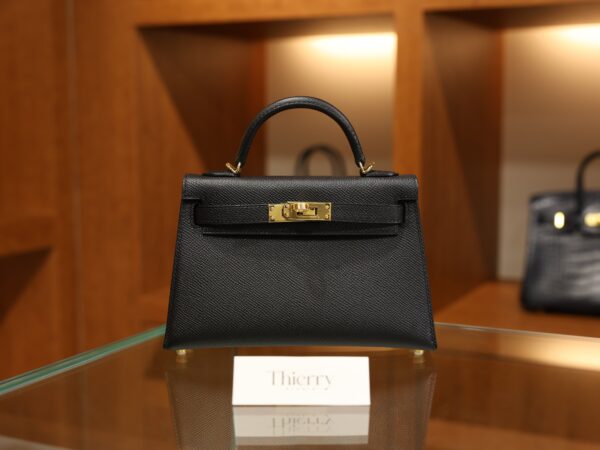 Mini Kelly Epsom Black GHW