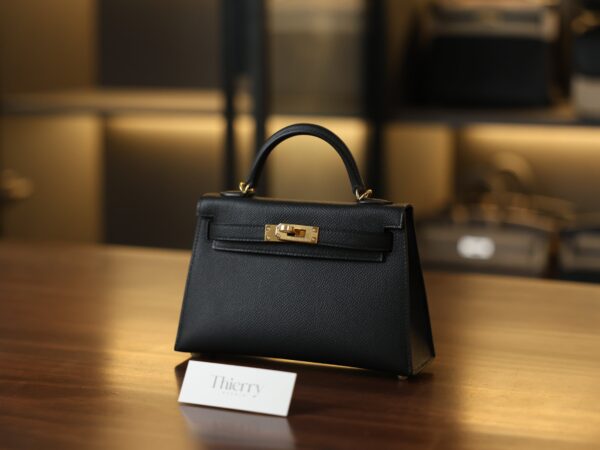 Mini Kelly Epsom Black GHW