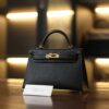 Mini Kelly Epsom Black GHW