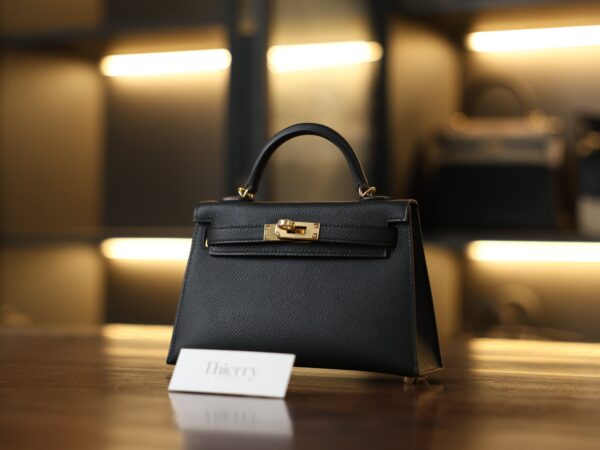Mini Kelly Epsom Black GHW
