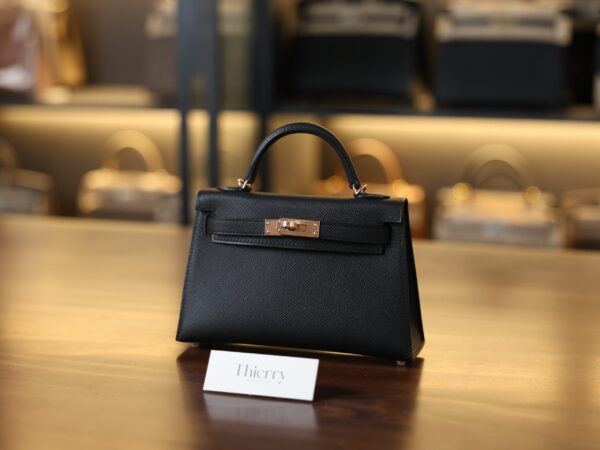 Mini Kelly Epsom Black RGHW