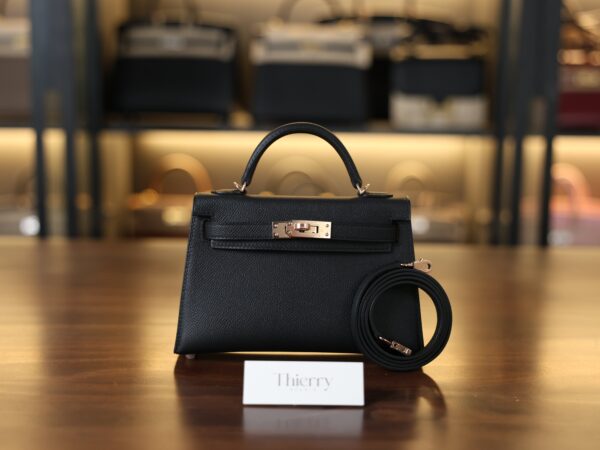 Mini Kelly Epsom Black RGHW