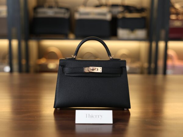 Mini Kelly Epsom Black RGHW