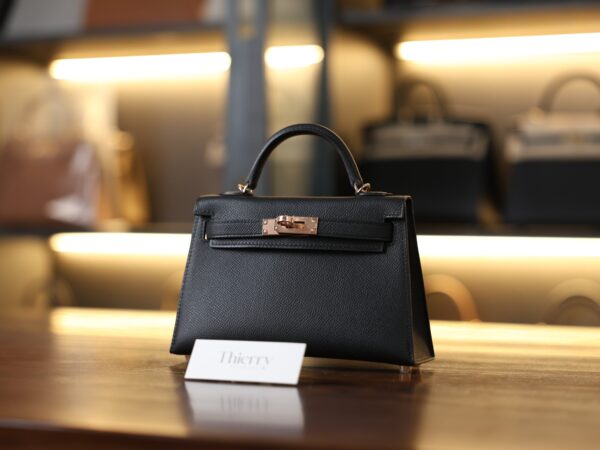 Mini Kelly Epsom Black RGHW