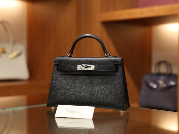 Mini Kelly Epsom Black PHW