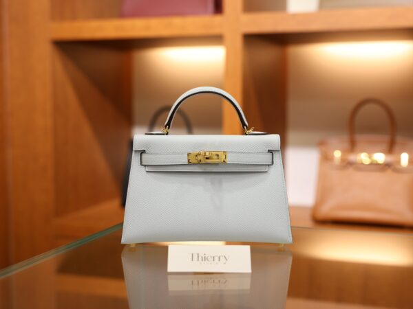 Mini Kelly Epsom Bleu Brume GHW