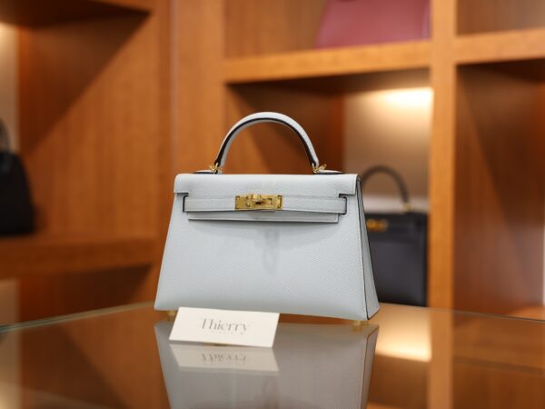 Mini Kelly Epsom Bleu Brume GHW