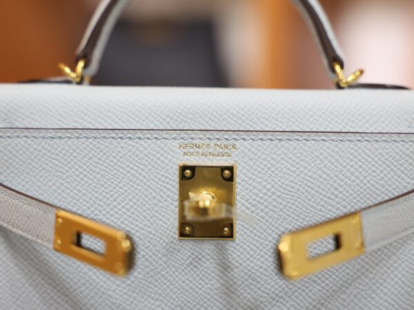 Mini Kelly Epsom Bleu Brume GHW