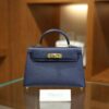 Mini Kelly Epsom Bleu Saphir GHW