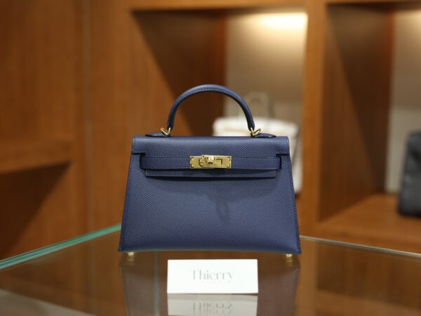 Mini Kelly Epsom Bleu Saphir GHW