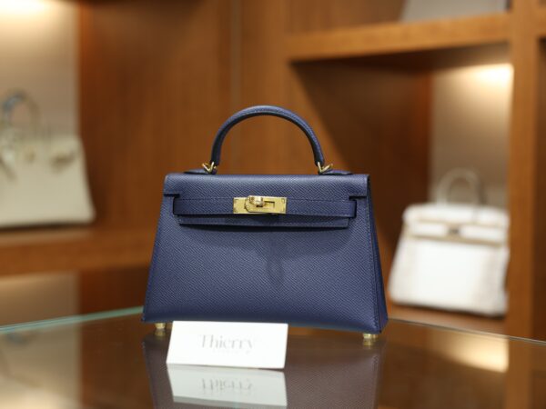 Mini Kelly Epsom Bleu Saphir GHW