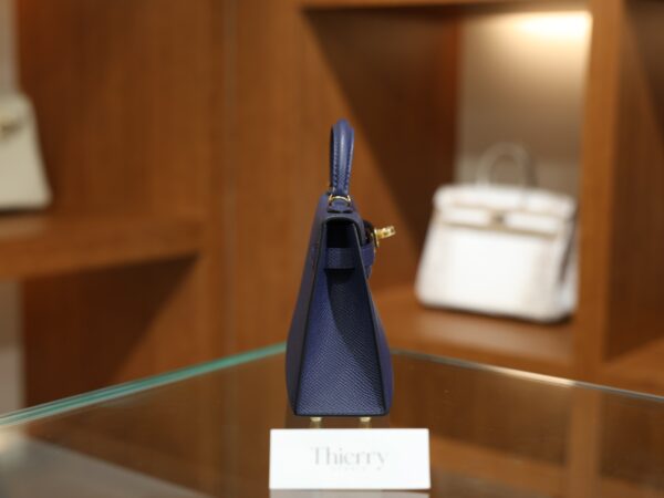 Mini Kelly Epsom Bleu Saphir GHW