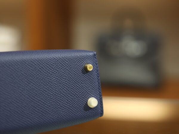 Mini Kelly Epsom Bleu Saphir GHW