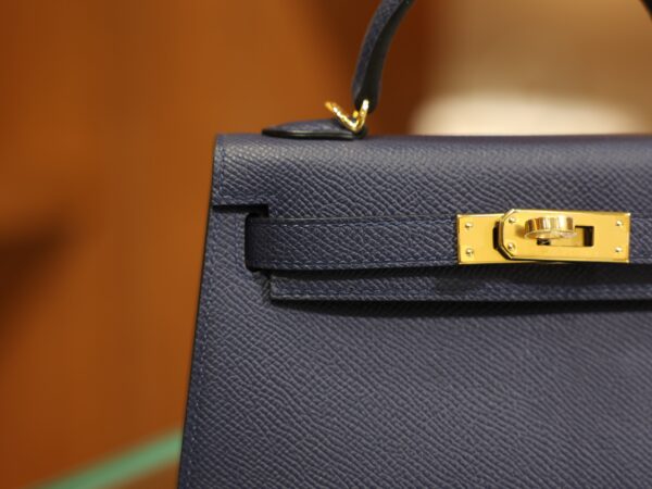 Mini Kelly Epsom Bleu Saphir GHW