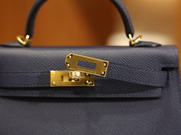 Mini Kelly Epsom Bleu Saphir GHW
