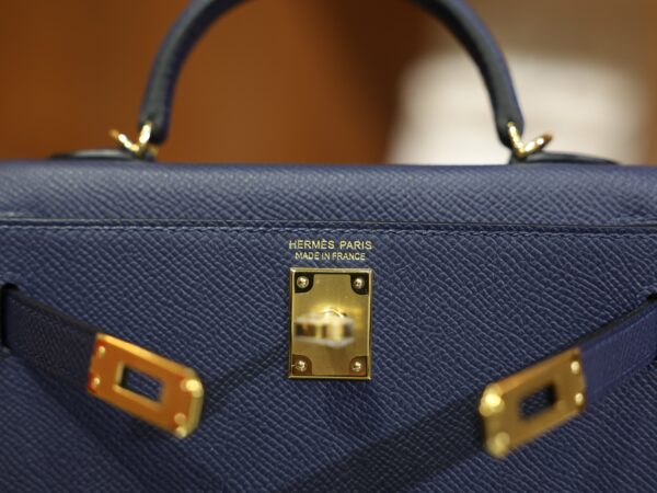 Mini Kelly Epsom Bleu Saphir GHW