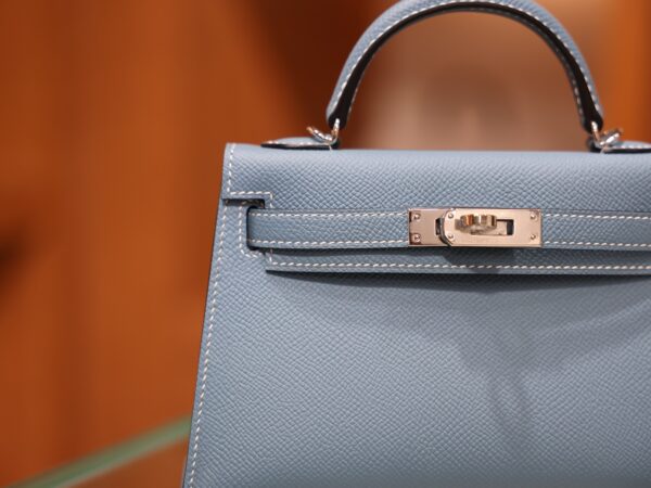 Mini Kelly Epsom Bleu Jean PHW