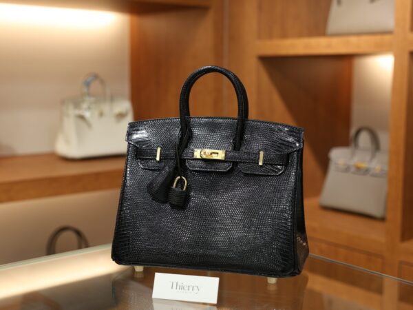 버킨 25 리자드 블랙 금장 001_139A3122 Birkin 25 Lizard Black GHW